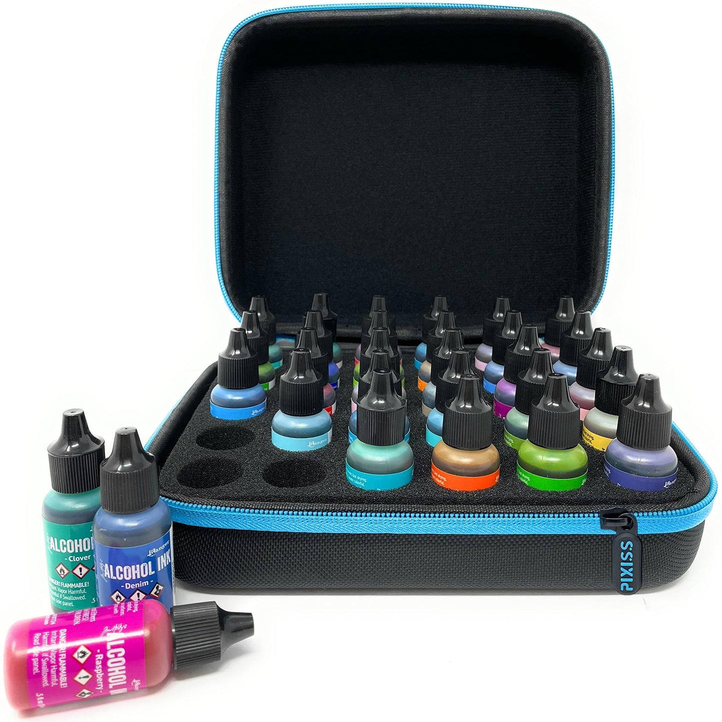 Alcohol Ink Storage Carrying Case Organizer by Pixiss, Stickles, Glossy Accents or Reinkers, Travel Case (Ink not Included)