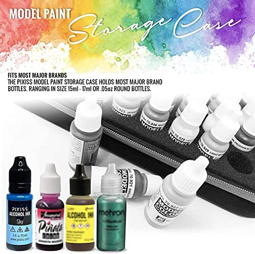 Pixiss Model Paint Storage Case - Acrylic Paint Organizer Holder Tray Works with Round Top Hobby Paint Brands - Pixiss Model Accessory Kit for Gundam Model Assemble Building - Miniature Paint Organizer Case