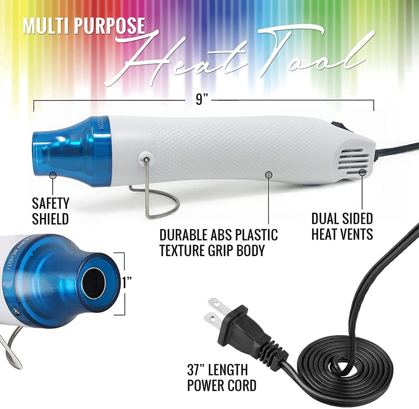 Embossing Heat Tool Heat Gun, Dual Temperature Speed Professional Heat Tool for EVA Foam Cosplay, Crafts, Embossing Arts, Candles, Shrink Wrap, with 4 Pixiss Embossing Powders