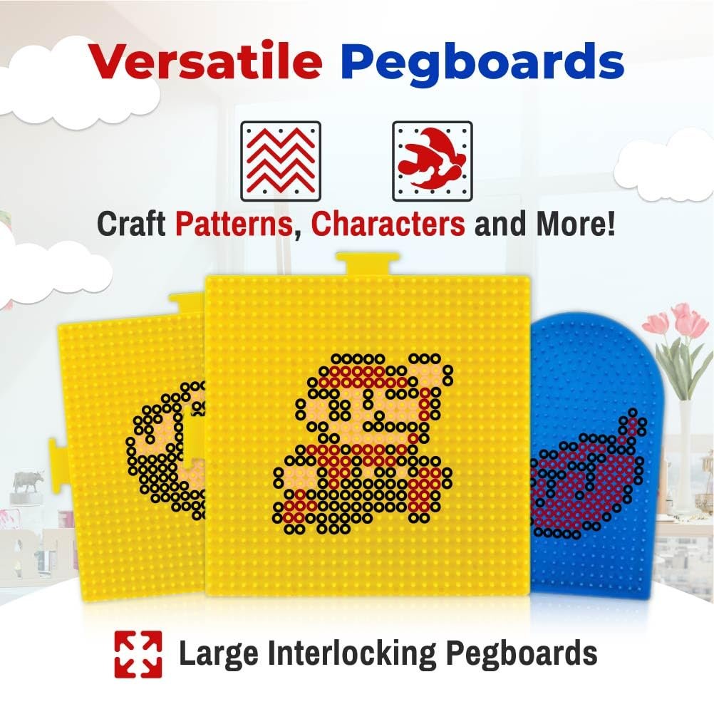 Super Mario Bros 3 Perler Beads Set with Perler Bead Pegboard (x3), Perler Tweezers (x2) and Ironing Paper - Fuse Bead Kit for Mini Beads Pixel Art - 5000 pcs Perler Beads Kit