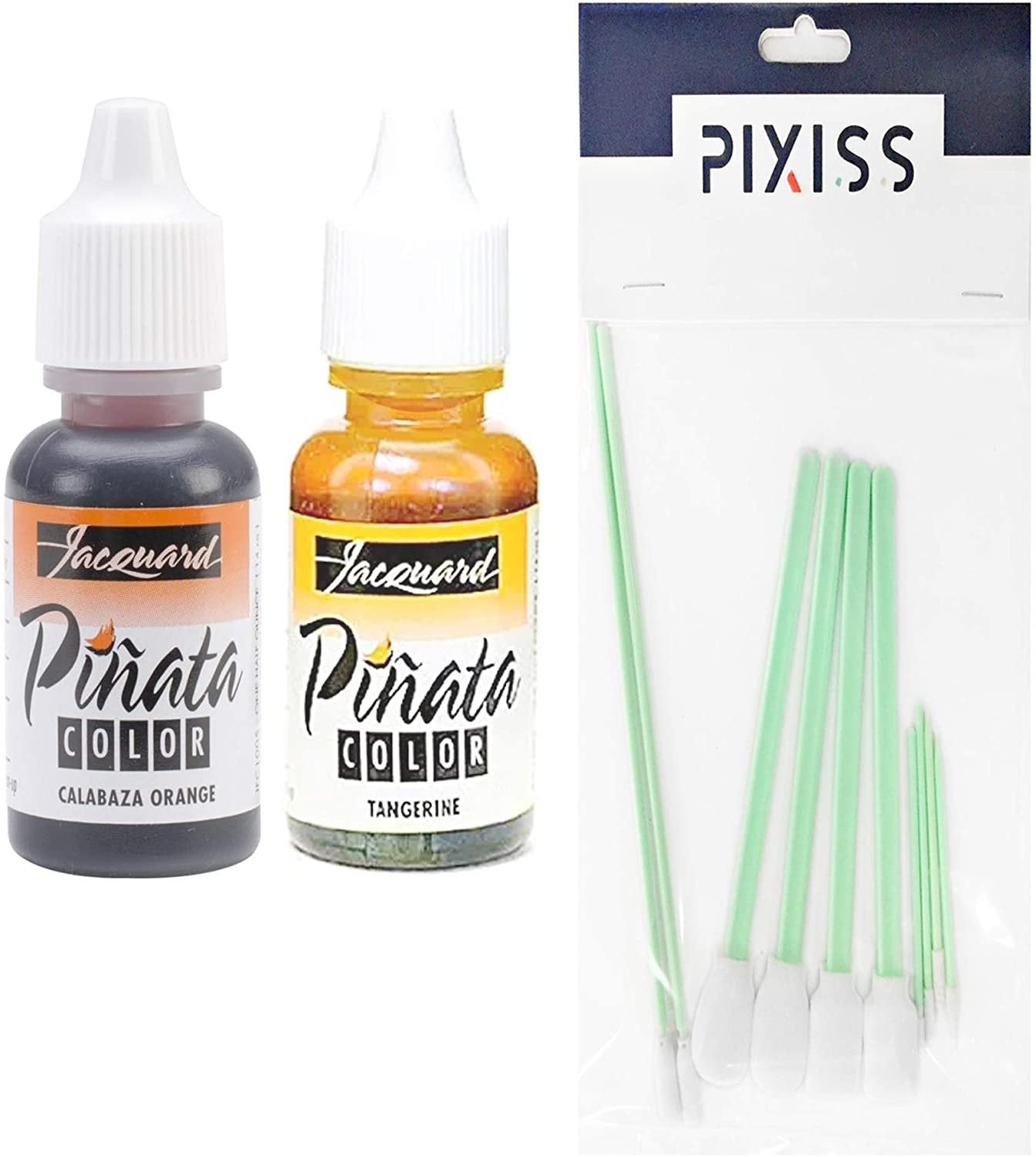 Jacquard Pinata Alcohol Inks Orange Bundle, Tangerine and Calabaza Orange and 10X Pixiss Ink Blending Tools
