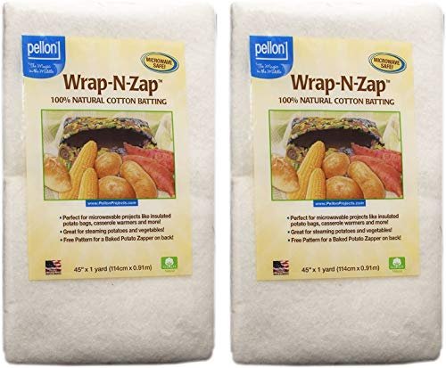 Pellon, Natural Wrap-N-Zap Cotton Quilt Batting, 45 by 36-Inch, 2 Pack