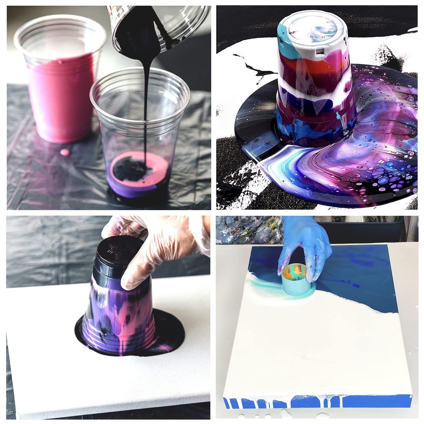 Floetrol Pouring Medium for Acrylic Paint Pouring Bundle 1-Quart | Flood Flotrol Additive | 16 2-Ounce Acrylic Paints | Pixiss Wood Mixing Sticks