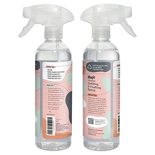 Magic Spray for Quilting & Crafting - Eliminates Odors & Wrinkles - Magic Sizing Ironing Spray & Fabric Spray - Magic Fabric Spray for Cutting, Creasing, & Sewing - 25 Fabric Sewing Clips