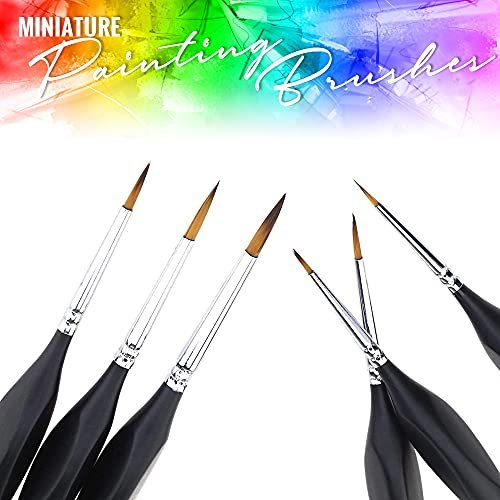 Small Paint Miniature Brushes Fine Tip 6pc 000 Paintbrushes Set for Model Craft Warhammer Airplane Kits Micro Detail Hobby Painting with Recision Crafting Knife with Extra Blades and Tips