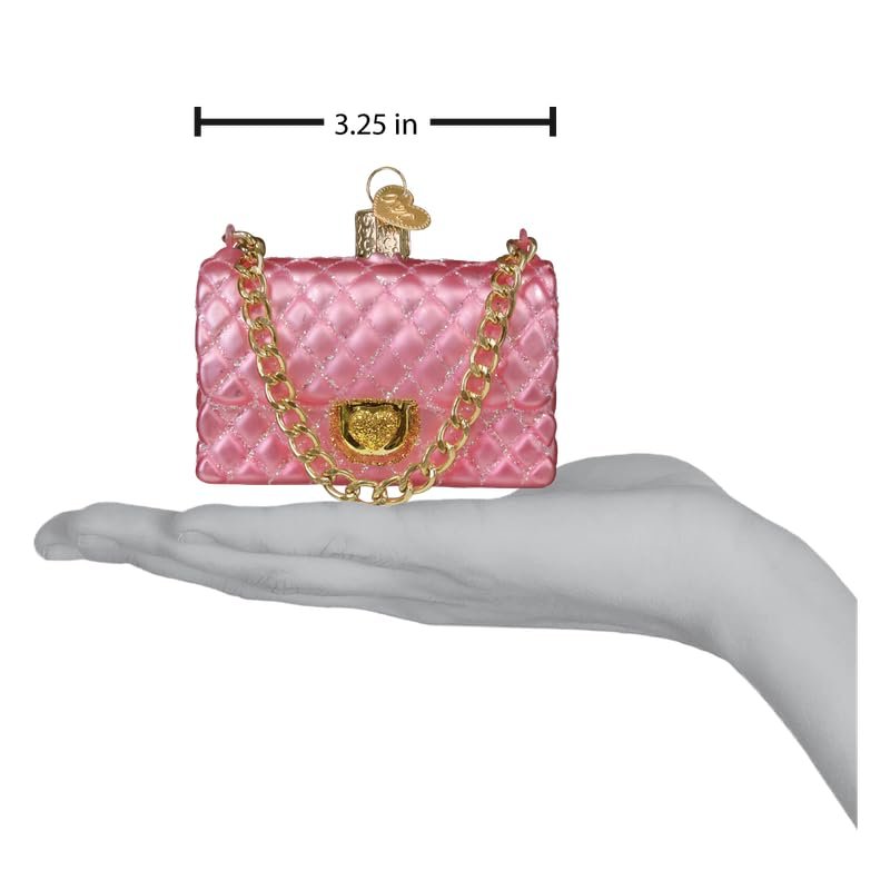 Old World Christmas Quilted Purse Glass Hanging Ornament