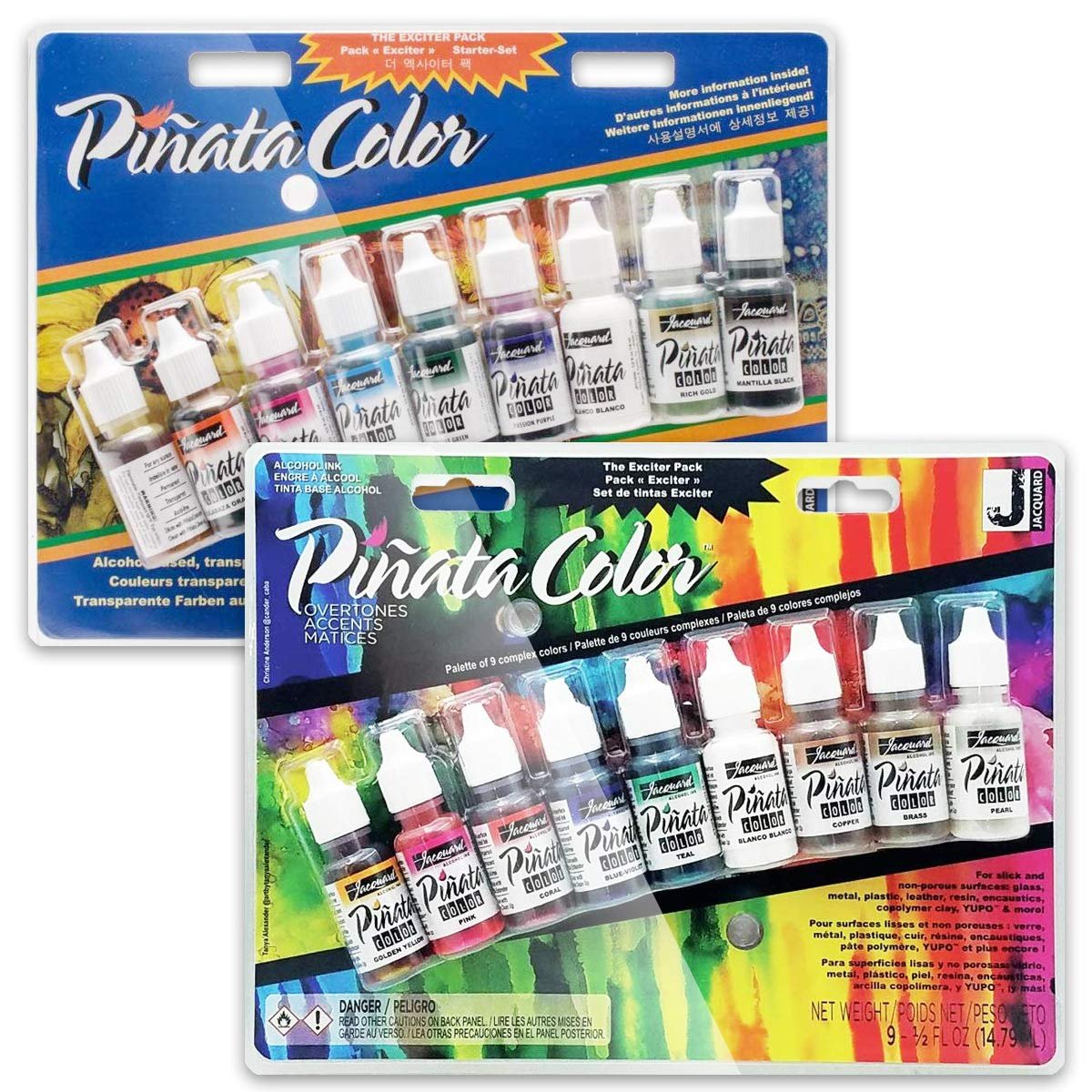 Jacquard Pinata 2-Pack Bundle - New Colors Jacquard Pinata Overtones Exciter Pack & Jacquard Pinata Color Exciter Pack, Pixiss Alcohol Ink Blending Tools