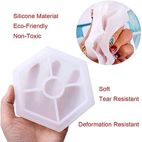 PIXISS Hexagon, Square Epoxy Silicone Molds 8 Pack