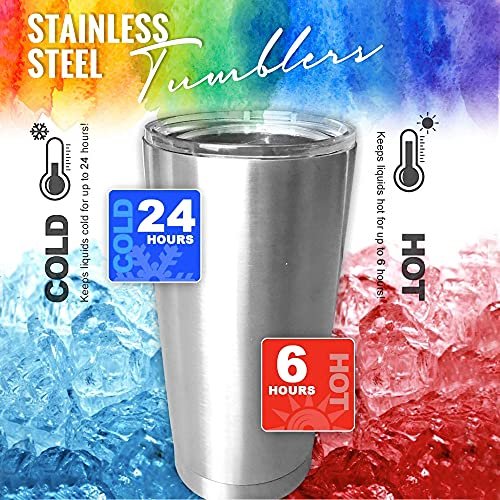 Pixiss Double Wall Tumbler Cups Bulk (25 pack) - 20 oz Stainless Steel Hot and Cold Tumblers - 25 Reusable Cups With Lids for Stainless Steel Tumbler Cups, Tumbler Painting, Glitter, Vinyl and More