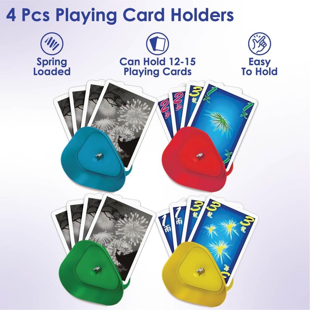 Hanabi Card Game with Black Powder Expansion and Playing Cards Holder (4pk) for Kids, Adults, Seniors - Hanabi and Expansion with Card Game Holder for Cooperative Games and Strategy Card Games