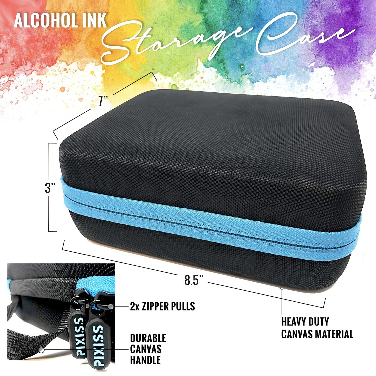 Alcohol Ink Storage Carrying Case Organizer by Pixiss, Stickles, Glossy Accents or Reinkers, Travel Case (Ink not Included)
