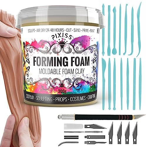 Pixiss Air Dry Moldable Foam Clay for Cosplay, 300gm. (Black or White)