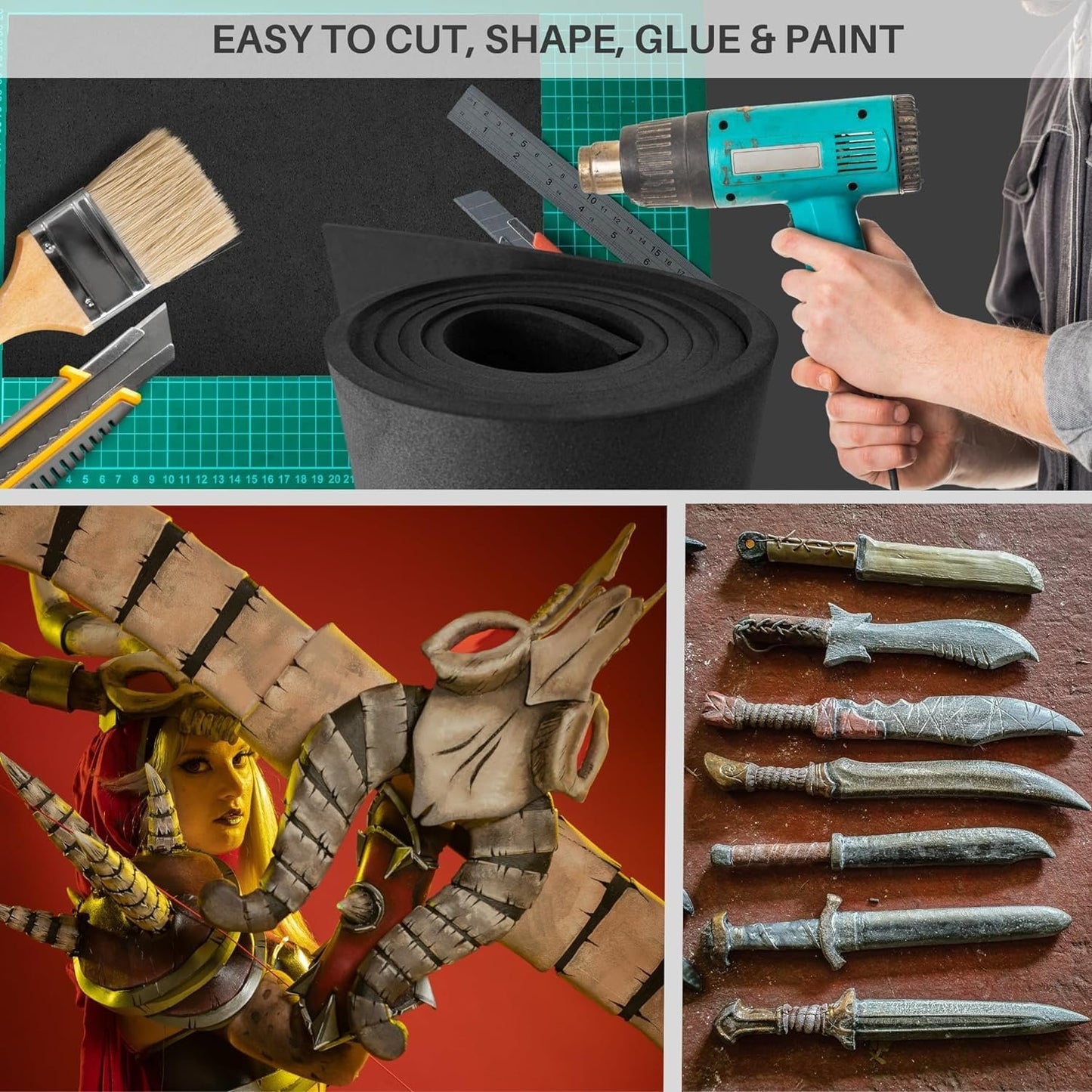 EVA Foam Roll and Contact Cement Adhesive - DAP Weldwood Cement Glue (3oz) with Pixiss EVA Foam Roll 5mm x 35cm x 150cm