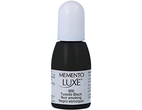 Tsukineko Memento Luxe Re-Inker for Stamp, Tuxedo Black