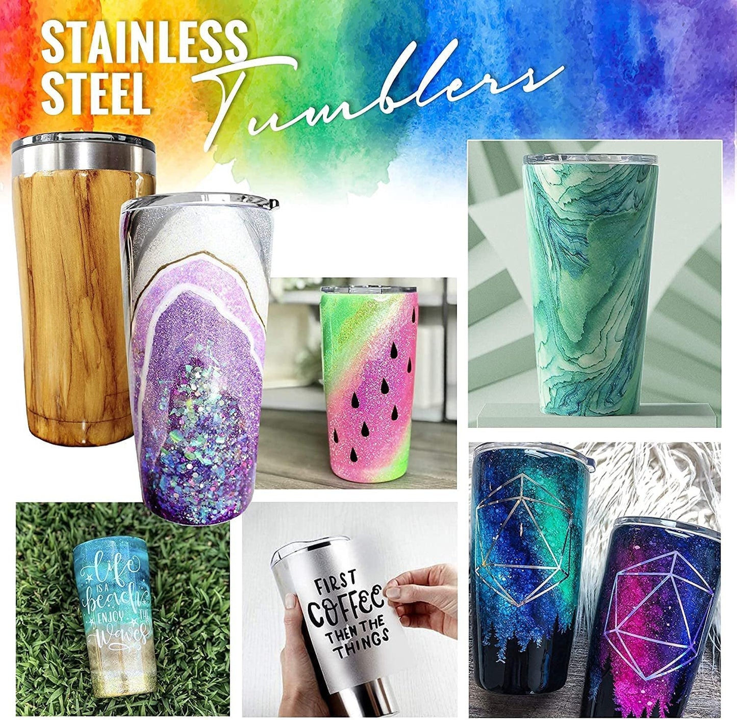 Pixiss Double Wall Tumbler Cups Bulk (25 pack) - 20 oz Stainless Steel Hot and Cold Tumblers - 25 Reusable Cups With Lids for Stainless Steel Tumbler Cups, Tumbler Painting, Glitter, Vinyl and More
