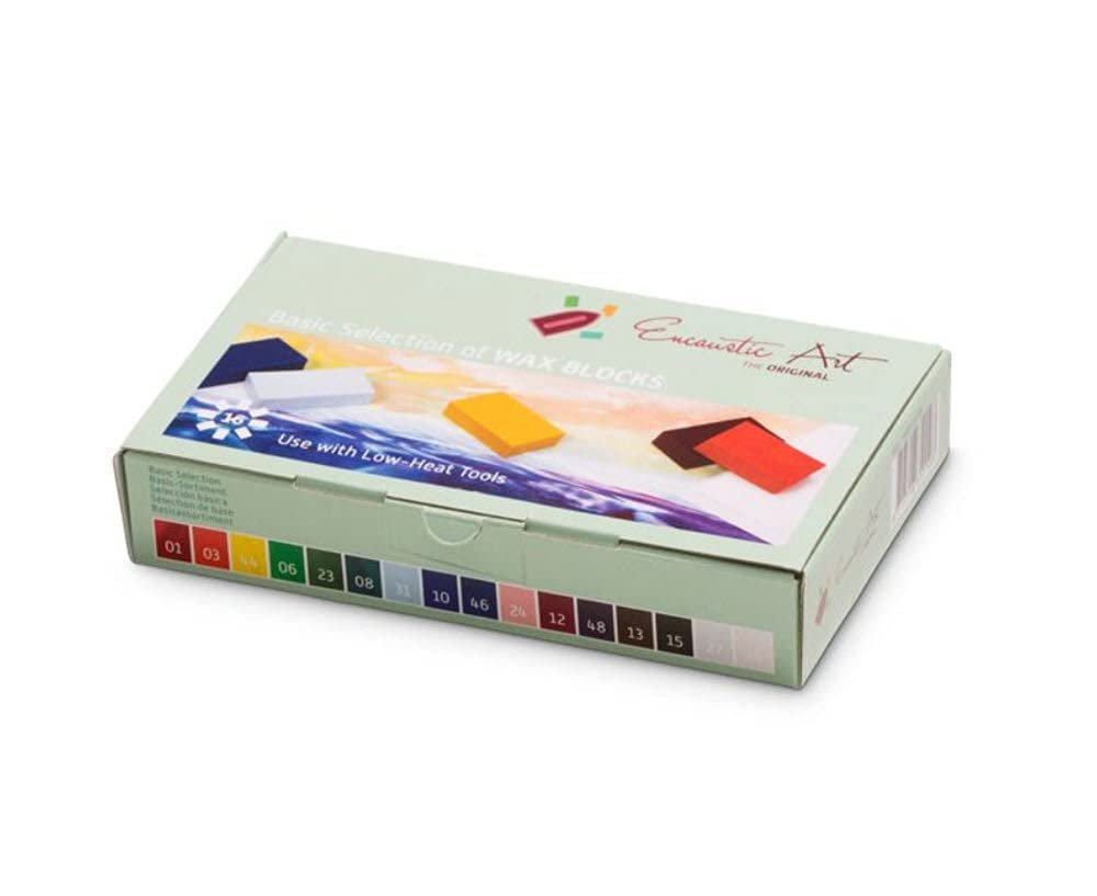 Encaustic Art The Original - BASIC SELECTION Set of 16 -Encaustic Wax Block Colors Set -Non-Toxic, Beeswax For Encaustic Art Supplies -Handcrafted in Germany