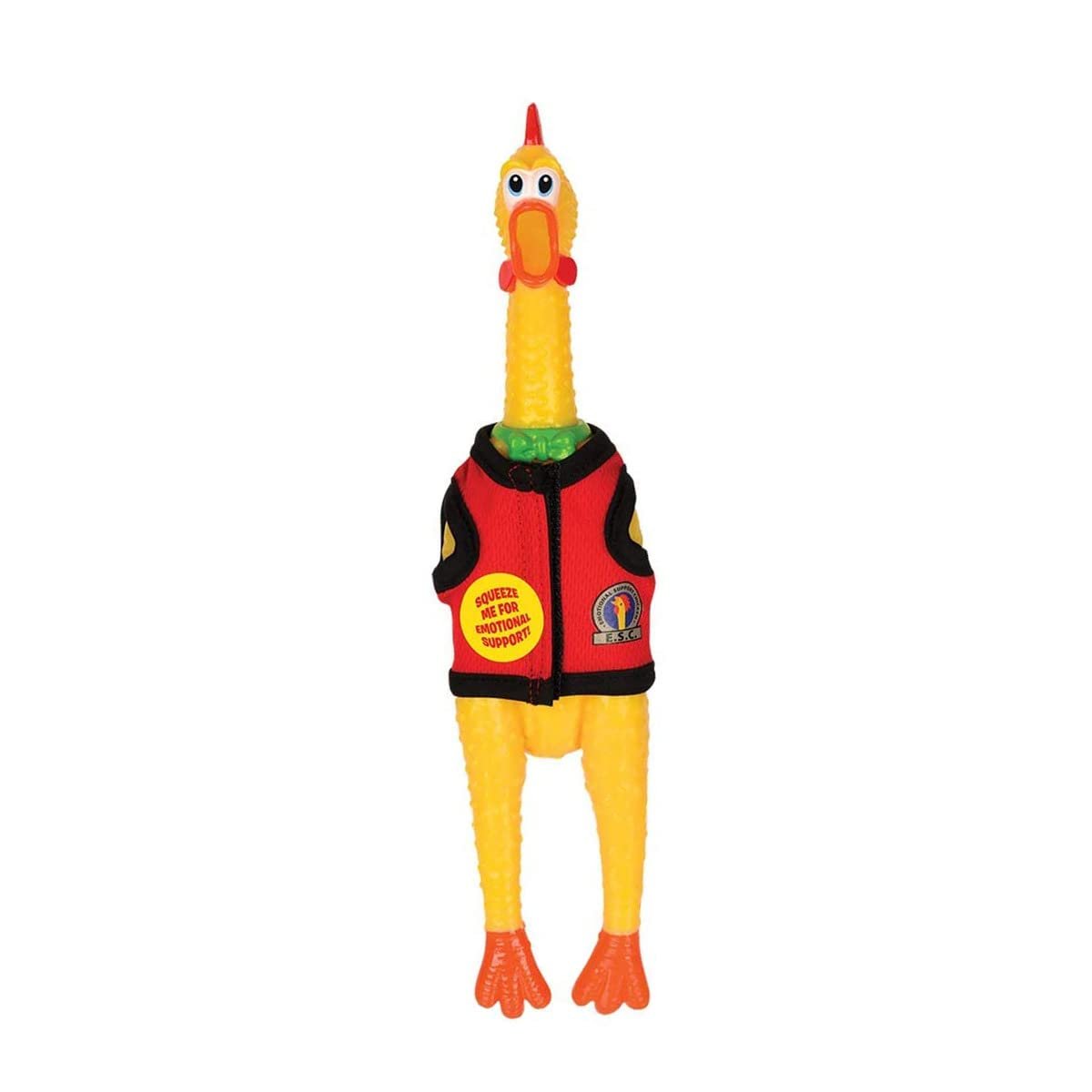Archie McPhee Multicolor Rubber Emotional Support Chicken Play Figure - 13 Inch, No Assembly Required