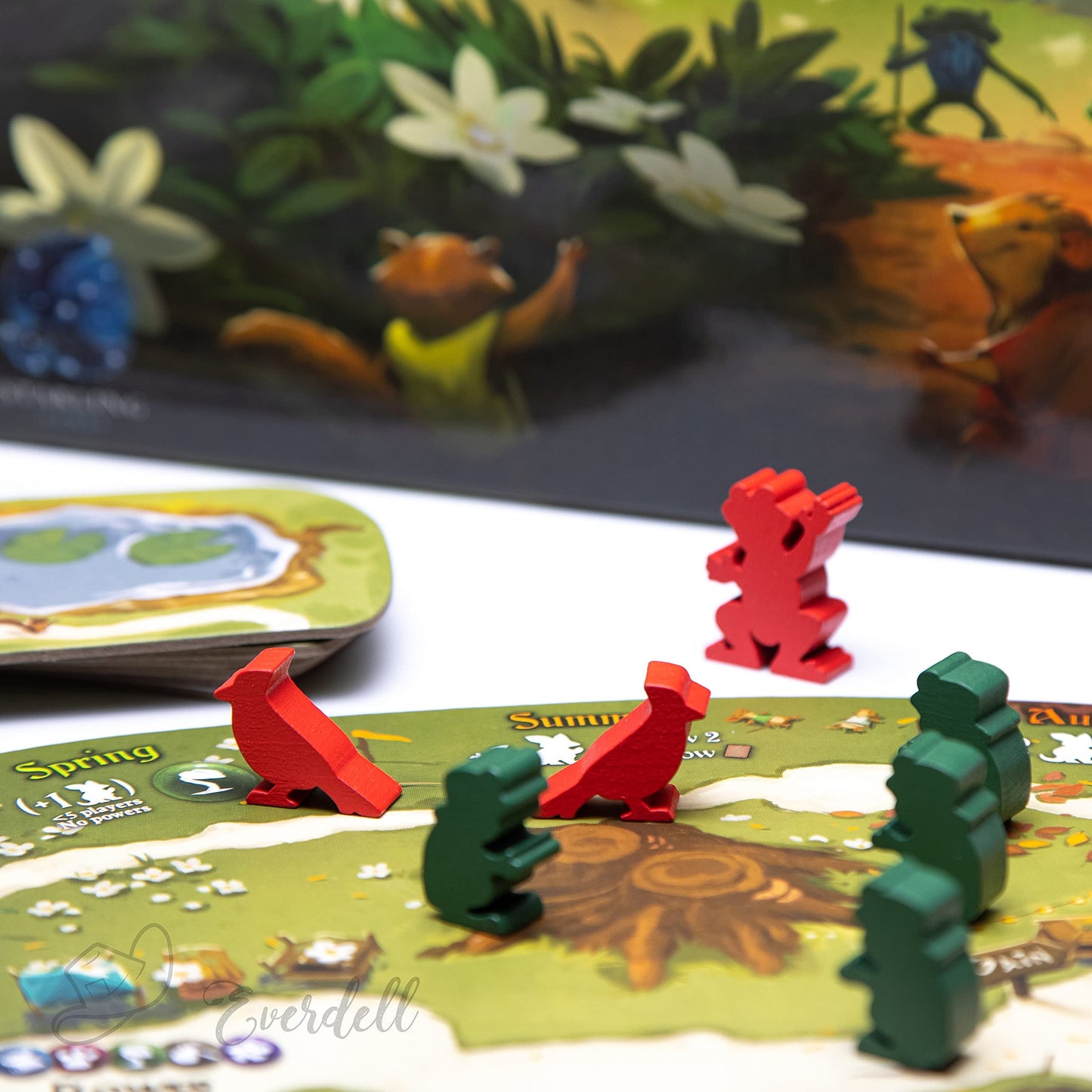 Everdell Bellfaire Expansion | Adds 5th and 6th Player Option to Everdell | New Critter Powers | Cardinal and Toad Meeples