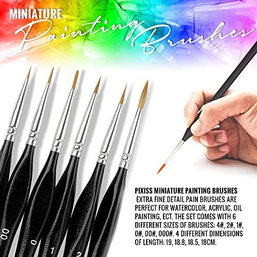 Small Paint Miniature Brushes Fine Tip 6pc 000 Paintbrushes Set for Model Craft Warhammer Airplane Kits Micro Detail Hobby Painting with Recision Crafting Knife with Extra Blades and Tips