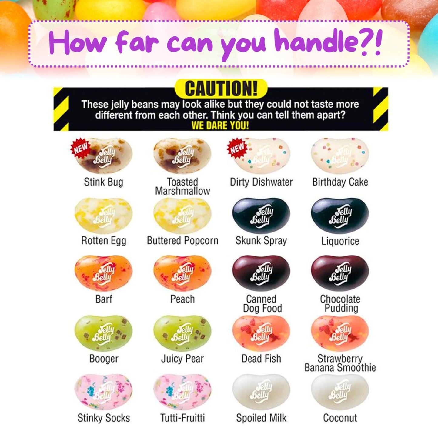 Jelly Beans Individual Packs (1.9 oz 3 pack) with Mini Gumball Machine for Jelly Belly Dispenser(5"x3.5"x3.5") - Refill packs for Bean Boozled Jelly Beans Game