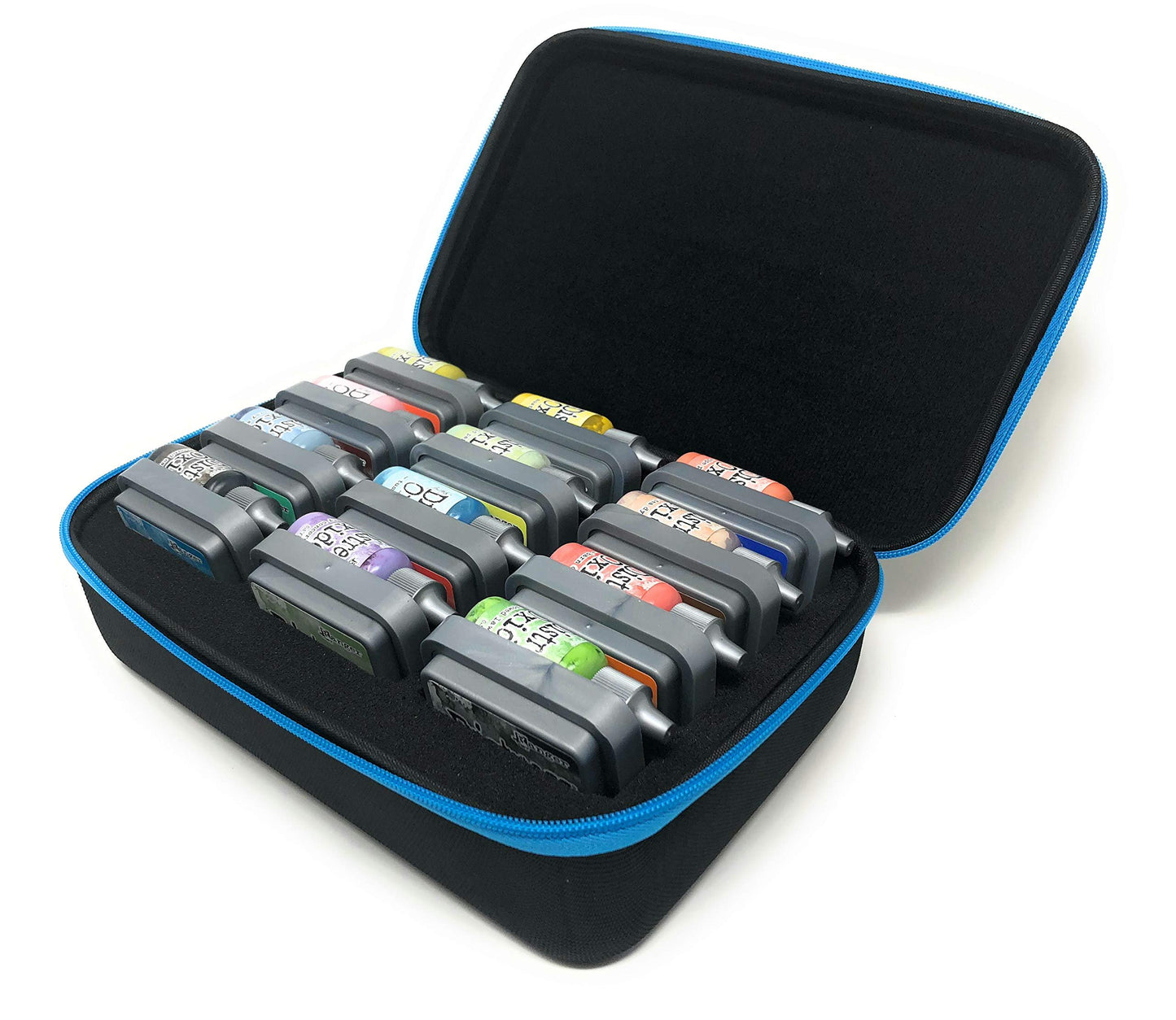 Pixiss Ink Pad Storage Carrying Case Organizer, Stores 12x 3-inch Ink Pads, Oxide Ink Storage, Reinkers, Alcohol Inks Travel Case (Ink Pads not Included)