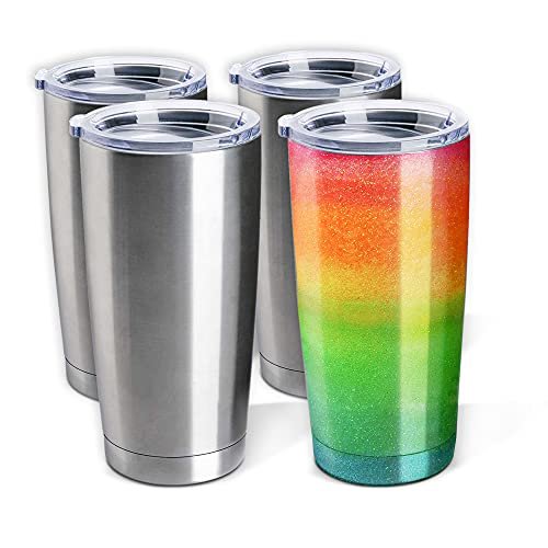 Pixiss Double Wall Tumbler Cups Bulk (25 pack) - 20 oz Stainless Steel Hot and Cold Tumblers - 25 Reusable Cups With Lids for Stainless Steel Tumbler Cups, Tumbler Painting, Glitter, Vinyl and More