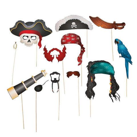 Fun Express Pirate Photo Booth Props - 12 Pieces