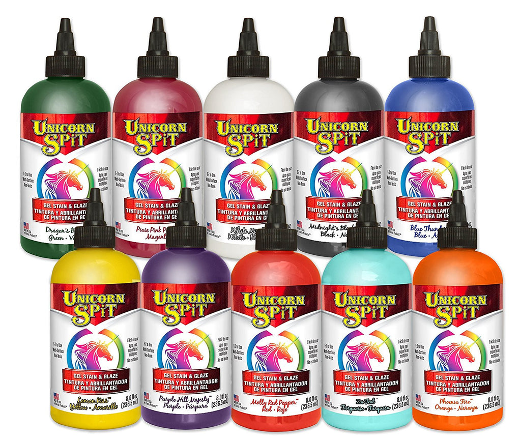  Unicorn SPiT Gel and Glaze Stain Complete Original Collection:  14, 8oz. Bottles with 10 Trebbies Fine Detail Sticks : Arts, Crafts & Sewing
