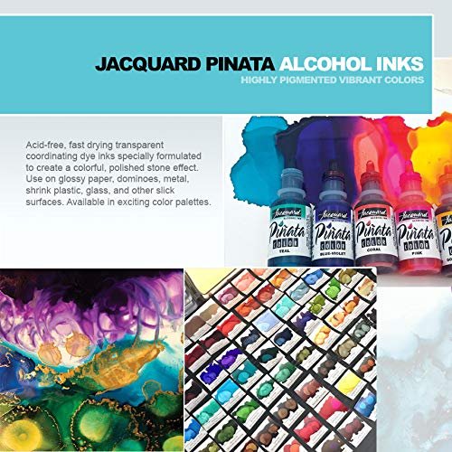 Jacquard Pinata Color Alcohol Inks 15 Color Bundle, 10x Pixiss Ink Blending Tools