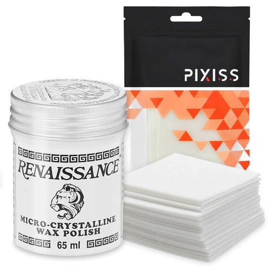 GRAS Art Bundles - Renaissance Wax (65 ml) and Pixiss Polishing Pads (10x) - Jewelry Wax and Jewelry Polish Pads for Jewelry Cleaning, Tarnish Removing, Antique Finishing