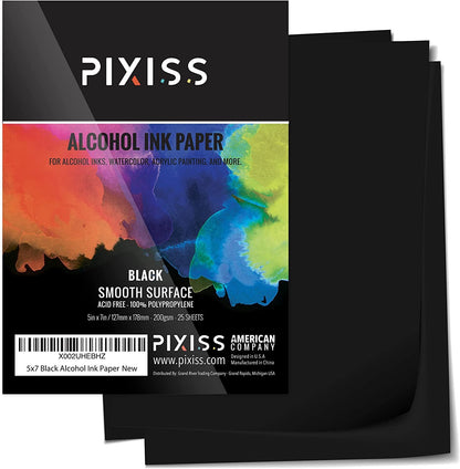 PIXISS Black Alcohol Ink Paper 25 Sheets