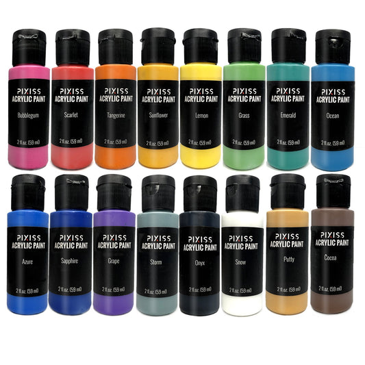 PIXISS Acrylic Paint - 16 Color Set