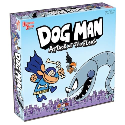 University Games, Dog Man Board Game Attack of The Fleas, Based On The Popular Dog Man Book Series by DAV Pilkey