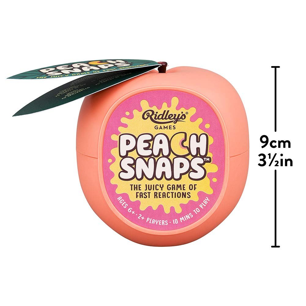 Ridley's Peach Snaps! Fun Card Game for Families, Action-Packed, Fast-Paced Game for 2+ Players, Includes Game Cards and Unique Peach-Shaped Storage Case, Simple Card Game for Kids Ages 6+, 1 ea