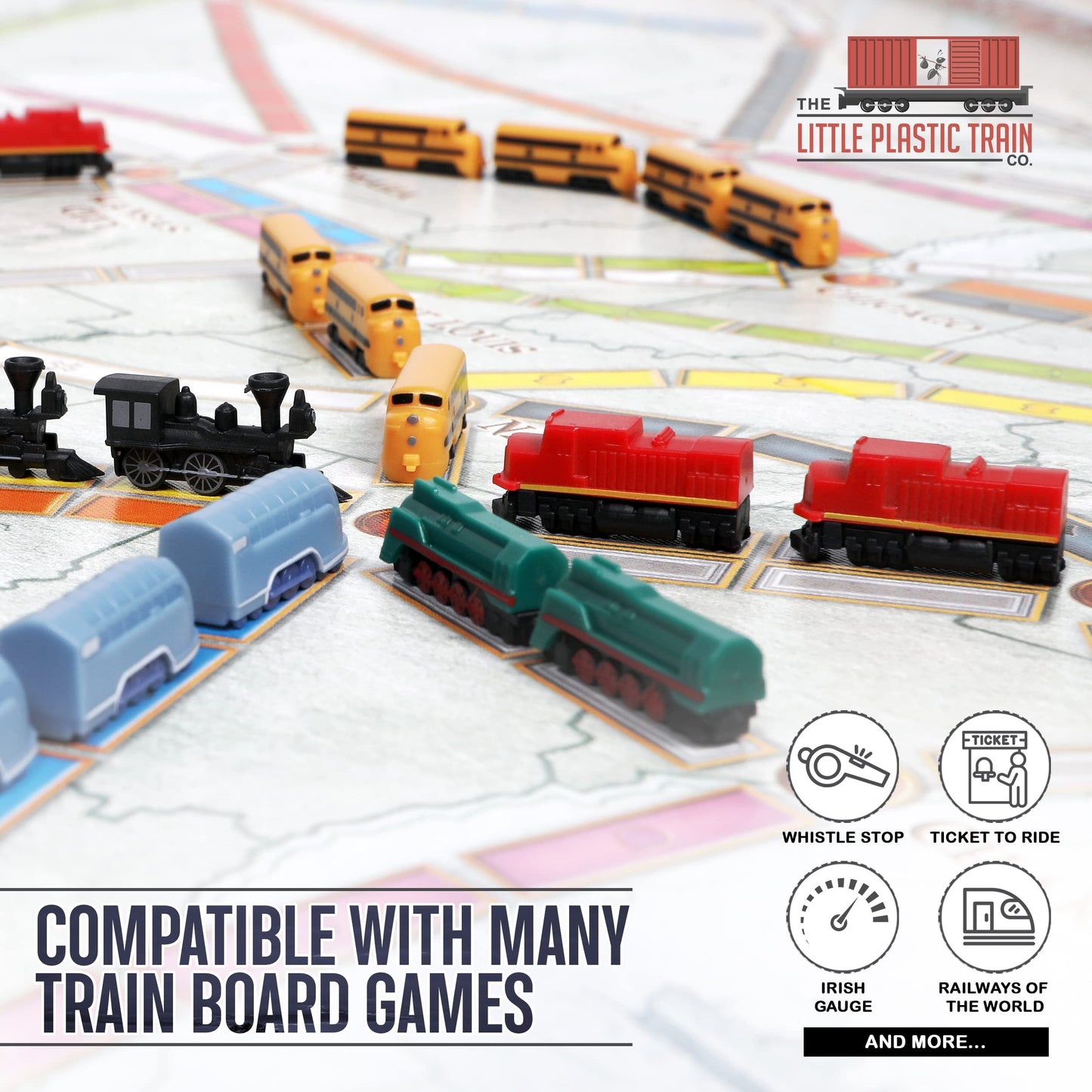 Extra Engines Pack | Player Pieces for Ticket to Ride and Other Adult, Family, and Kids Train Board Games | Upgraded Miniatures (Extras)