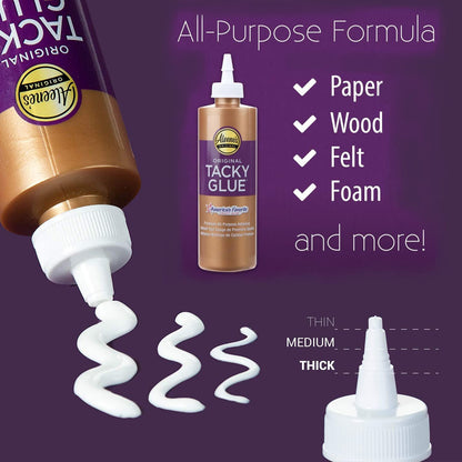 Aleenes 4-Ounce Original Tacky Glue 2 Pack & 3 Pixiss 20ml Refill Bottles & 1.5 inch Funnel Bundle