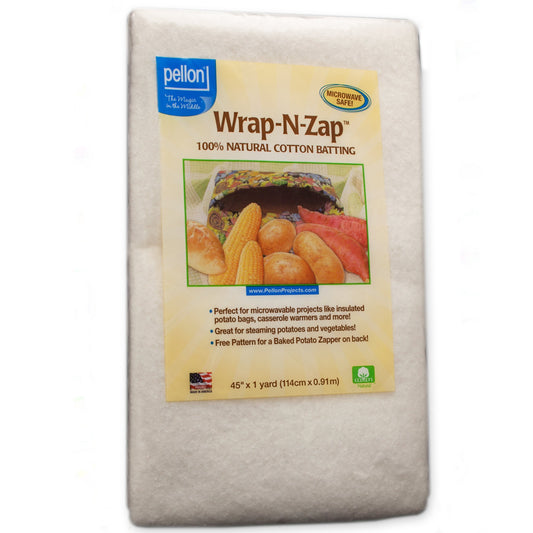 Pellon, Natural Wrap-N-Zap Cotton Quilt Batting, 45 by 36-Inch, 1 Pack