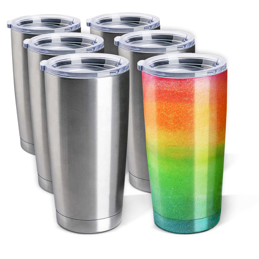 Pixiss Double Wall Tumbler Cups Bulk (25 pack) - 20 oz Stainless Steel Hot and Cold Tumblers - 25 Reusable Cups With Lids for Stainless Steel Tumbler Cups, Tumbler Painting, Glitter, Vinyl and More