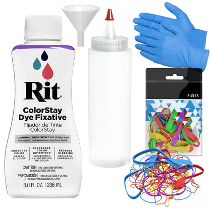 Rit Dye Color Stay Fixative Bundle with Gloves and Rubber Bands