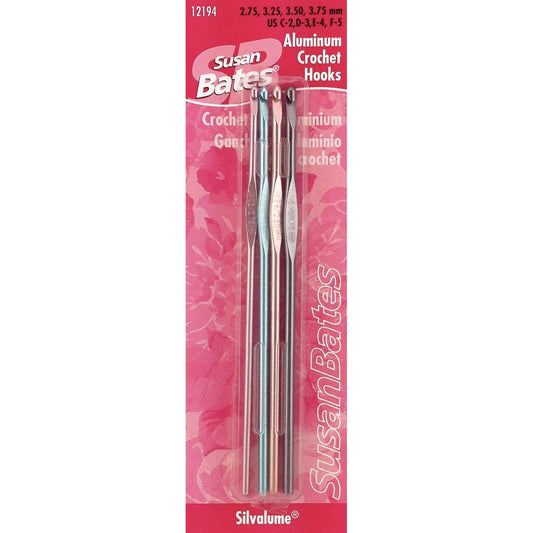 Susan Bates Silvalume Aluminum Crochet Hook, Set of 4