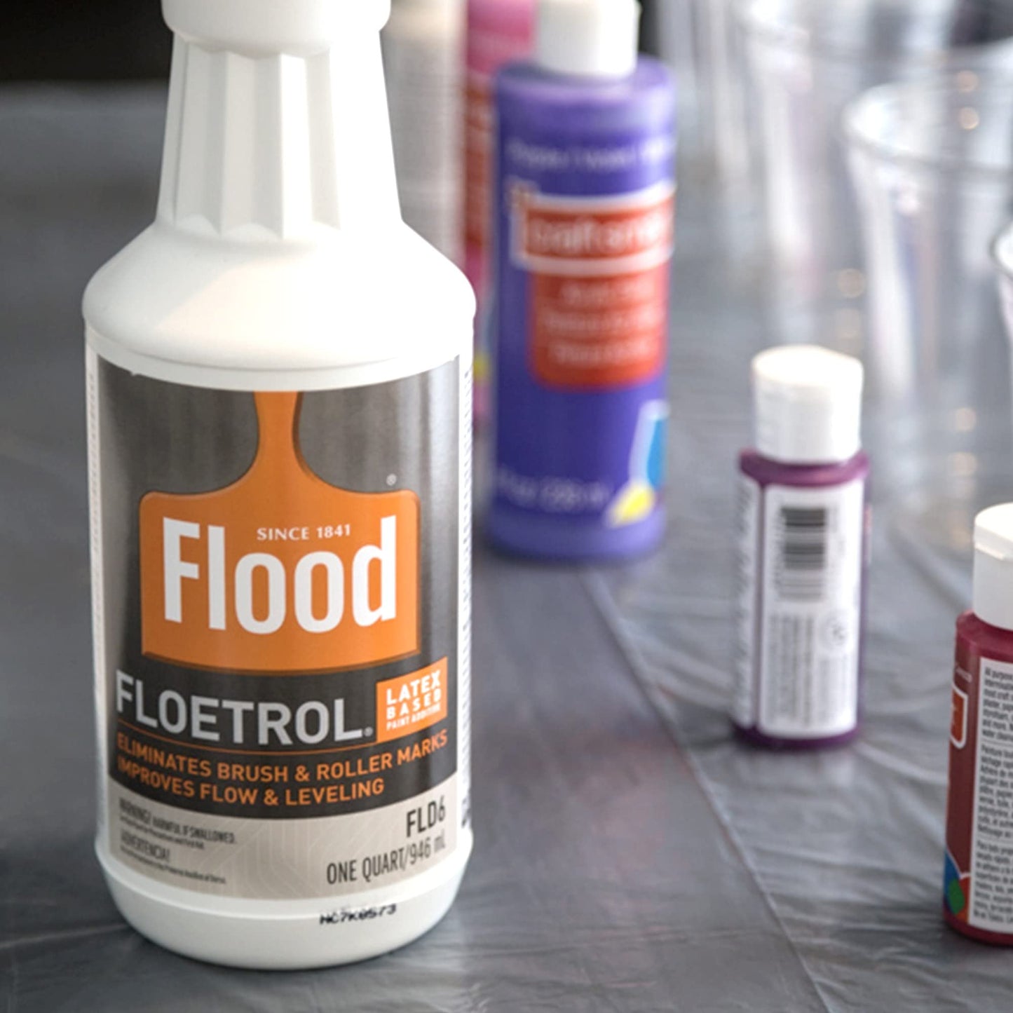 Floetrol Pouring Medium for Acrylic Paint | 1 Quart Bottles (2-Pack) | Flood Flotrol Additive | 20 Pixiss Wood Mixing Sticks Pouring Bundle