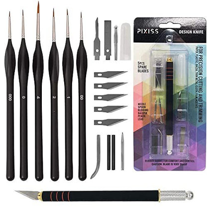 Testors Model Paint Enamel Paint Set 9146XT, Testors Cement Plastic Model Glue Adhesive, 6 Fine Detail Miniatures Paint Brushes, Precision Crafting Knife with Extra Blades and Tips