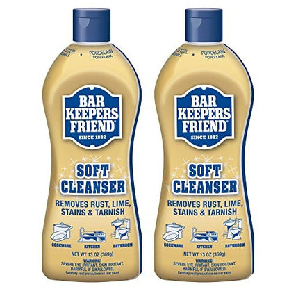 Bar Keepers Friend Soft Cleanser Liquid (2 x 13 Ounce) Multipurpose Cleaner & Rust Stain Remover for Stainless Steel, Porcelain, Ceramic Tile & More