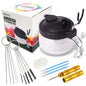 Airbrush Cleaning Kit, Pixiss Glass Cleaning Pot Jar with Holder, 5pc Cleaning Needles, 5pc Cleaning Brushes, 1 Wash Needle, 2 Extra Filters