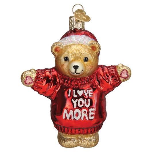 Old World Christmas I Love You More Bear Glass Blown Ornament for Christmas Tree