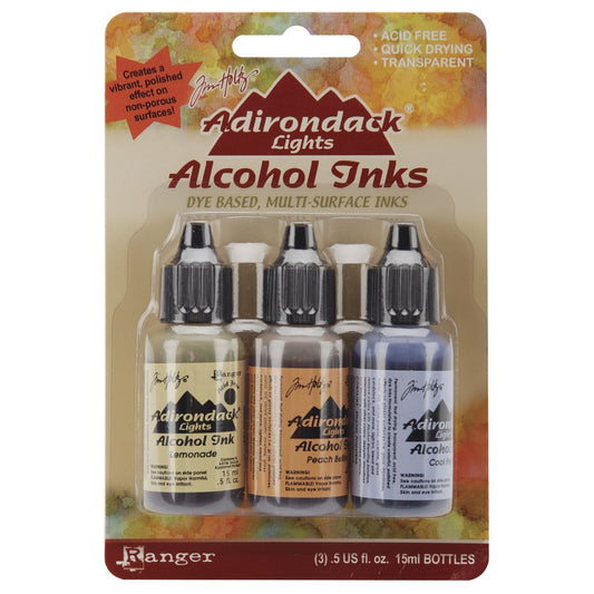 Ranger Adirondack Lights Alcohol Ink .5 Ounce 3/Pkg-Wildflowers-Lemonade/Peach Bellini/Peri