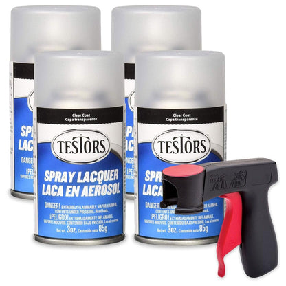 Pixiss Testors Spray Lacquer Bundle – 2 Matte (3oz) + 2 Gloss (3oz) Spray Handle – Perfect for Models, Crafts, and DIY Projects