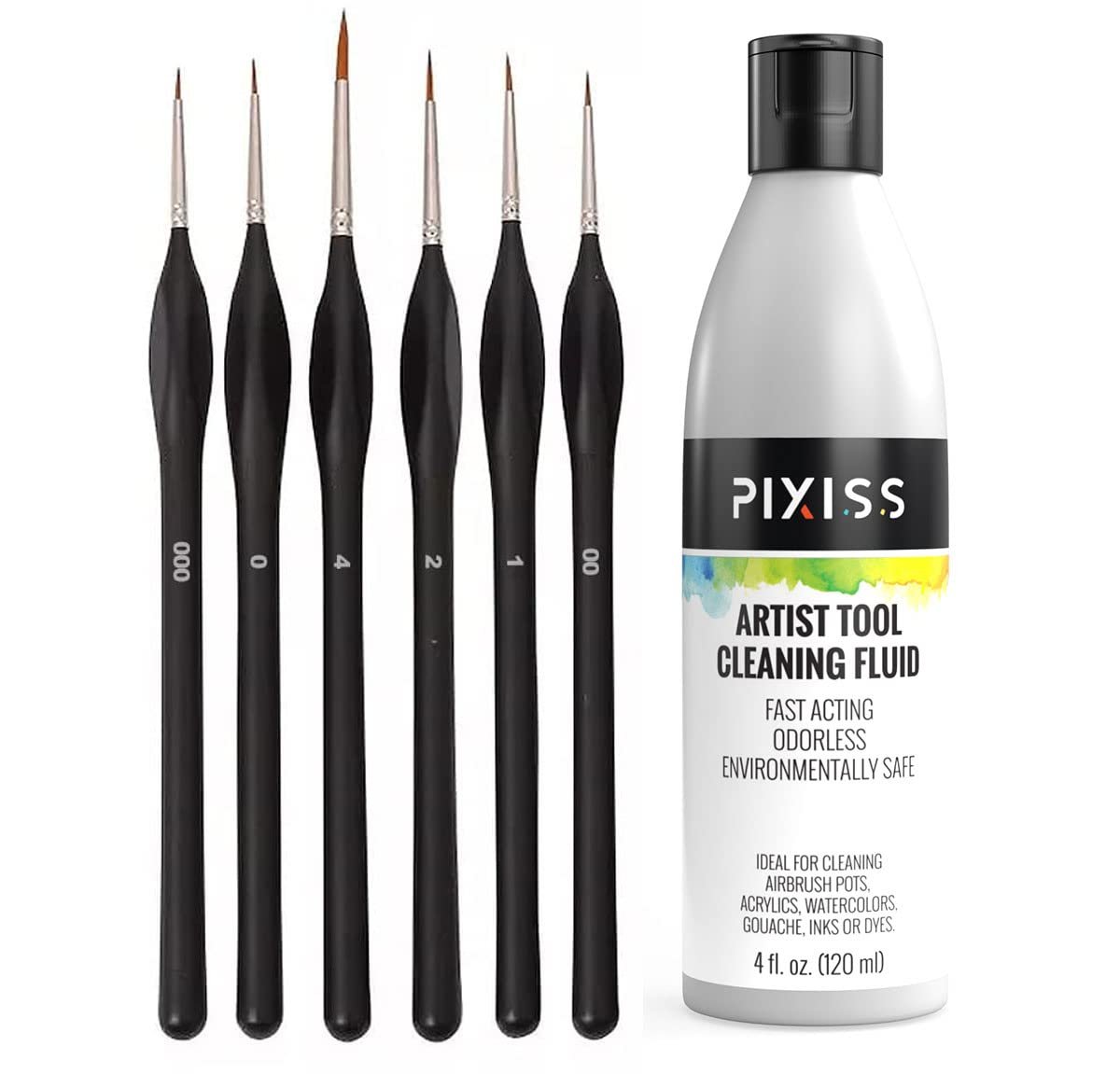 General Pencil Masters Brush Cleaner & Preserver and Pixiss Acrylic Paint Brush 10 Piece Set