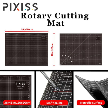 Pixiss Self-Healing Rotary Cutting Mat (48"x36") - Sewing Mat for Fabric, Quilting, and Crafts - Non-Slip Surface, Grid Lines, and Durable Design