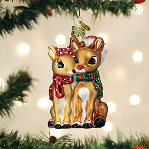 Old World Christmas Rudolph The Red-Nosed Reindeer Rudolph and Clarice Glass Blown Ornament for Christmas Tree